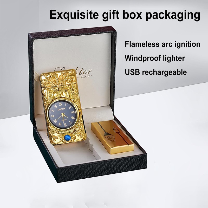 Plasma Portable Electric Lighter, Windproof USB Rechargeable, with LED Lighting
