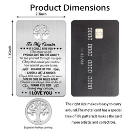 Mhfpl To My Cousin Thank You for Being My Cousin Wallet Card, Engraved Metal Wallet Insert Card with Grateful Quotes for Cousin,Thank You Cousin Card, Graduation Birthday Christmas Thanksgiving Gifts