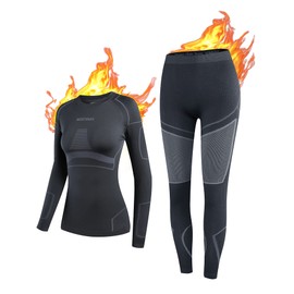 NOOYME Thermal Underwear for Women Long Johns for Women, Base Layer Women Cold Weather Black-grey