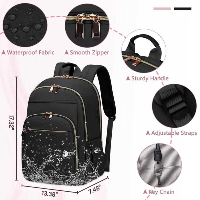 Laptop Backpack for Women 15.6 Inch Travel Backpack With USB