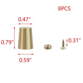 T Tulead 8PCS Brass Mini Furniture Rubber Bumper Feet Cutting Board Legs with Screws&Washers, for Kitchen Appliances Table Chair Desk Cabinet Workstation