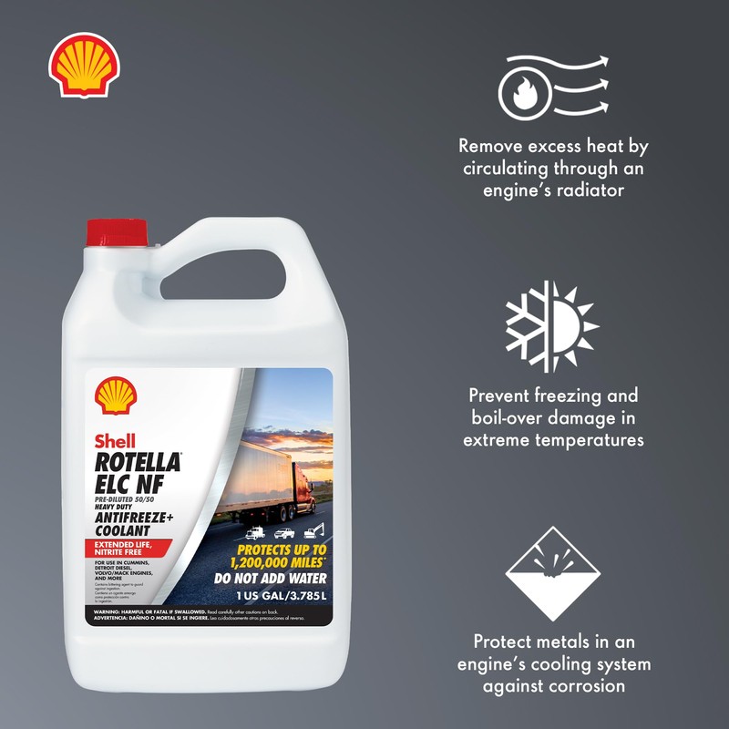 Shell Rotella Nitrite-Free Extended Life ELC Anti-Freeze + Coolant, Pre-Diluted