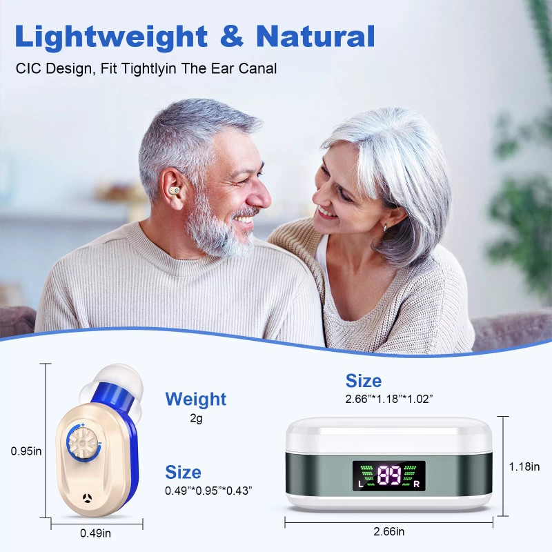 K&FCOPTEE Rechargeable Invisible Digital Hearing Aids For Adult In-Ear With