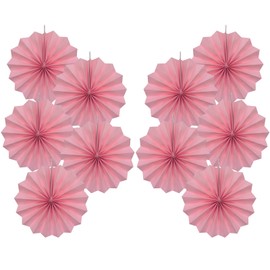 Pink Party Decorations,Pink Paper Decorations for Party,Baby Shower Decorations Party Paper Fans Bulk 8in,Schoolgirl Style Classroom Decor for Party 30 Color DIY Set （Pink）