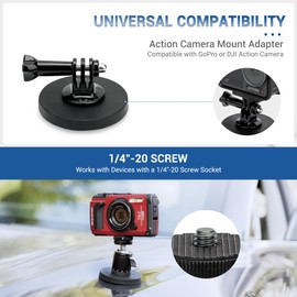 JJC 3in 1 Magnetic Mount Base Stand Kit with Mini Ball Head Cold Shoe for Olympus TG-7 TG-6 TG-5 Camera, GoPro Hero, DJI Osmo Action, AKASO Insta360 Action Camera Car Mount Strong Magnetic