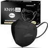 VERNASSA Black KN95 Face Masks 50 Pack, 5-Layer Disposable Masks