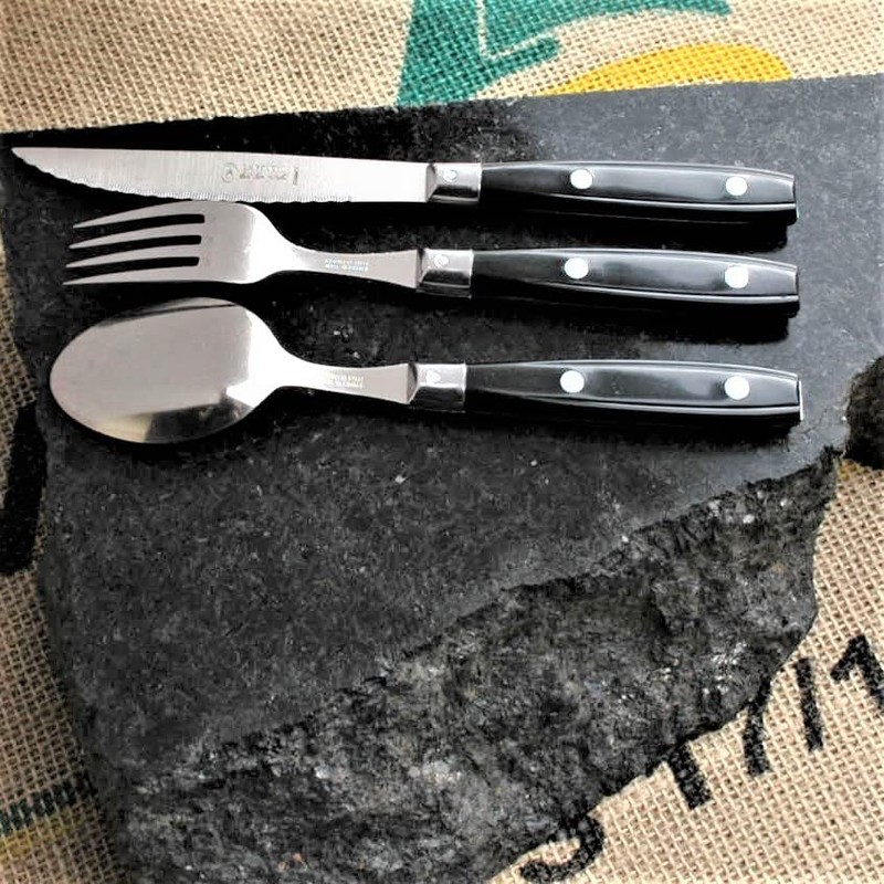 Filet Collection French Bistro Cutlery Set, NERON Noir Noir, Black,
