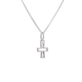 jewellerybox Sterling Silver Tiny Cross Necklace - 16 + 2 Inches, Diamond