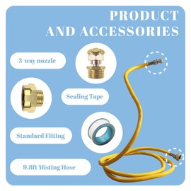 Generic AYWEDIY Stand Water Cooling Mister (9.8Ft) Patio Misters with 3 Mist Nozzles for Cooling Outdoor, Watering Tender Shoot Flower, Moisting and Cooling Air,Water Mist Playing,Bird Bath, Yellow