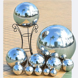 JforSJizT 12 inch Diameter Gazing Ball,Silver Stainless Steel Polished Reflective Smooth Garden Sphere Globe Mirror,Colorful and Shiny Addition to Any Garden or Home
