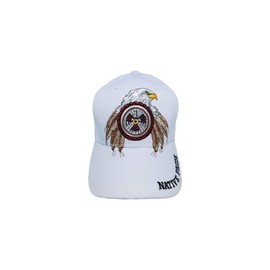 Native Pride Indian Bald Eagle Target Bullseye White Embroidered Cap Hat