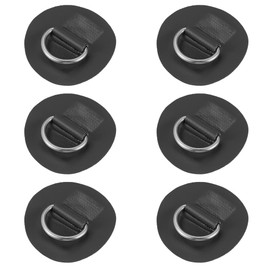 X AUTOHAUX D-Ring Patches PVC Stainless Steel Round D-Ring Pads for Surfboard Inflatable Boat Kayak Canoe Deck 6 Pcs Black