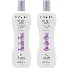 BioSilk para Perros Silk Therapy Whitening Shampoo  Shampoo para Perros Blancos para Mantener un Pelaje Limpio y Blanco, 12 Oz, Paquete de 2          