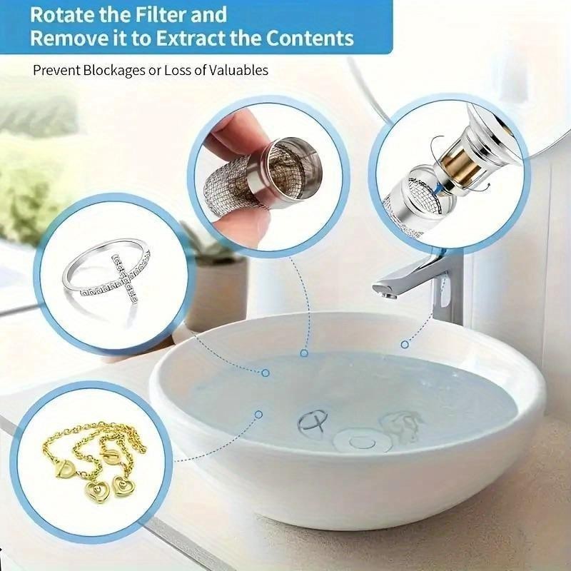Bathroom Sink Stopper Hair Catcher, Universal Pop Up Sink Drain