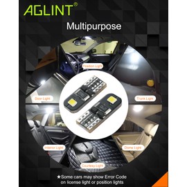 AGLINT 10X T10 W5W Led Ampul CANBUS Hatasız 2SMD Süper Parlak 194 2825 168 Araba İç Kubbesi için Kama Harita Kapı Yan İşaretleyici Nezaket Plaka Işıkları 6000K Xenon Beyaz (20)