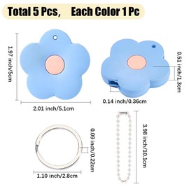 BEAMARKER 5Pcs Flower Key Covers Tags Cute Key Identifier Rings Labels Protector Soft Durable Phone Charm Home Apartment Accessories Backpacks Bags Decorations for Women Men
