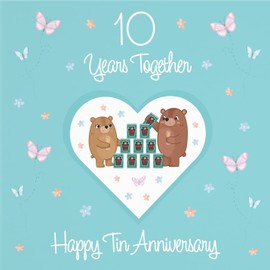 Hunts England - 10th Anniversary Card For Him Or Her - 10 Years - Tin Anniversary - Romantic Meadows - Fun Card - Tenth Anniversary Card For Couples, Boyfriend, Girlfriend, Husband, Wife, etc.