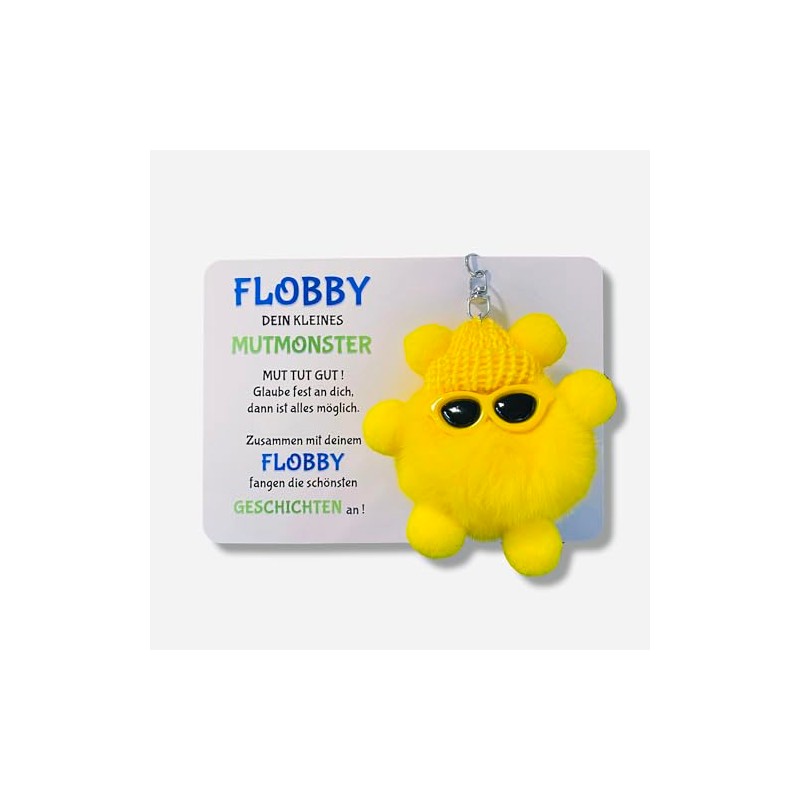 Mutmonster FLOBBY, Geschenk, Glücksbringer, Mutmacher, Lernhelfer, Anhänger Mäppchen,Ranzen oder Rucksack