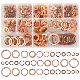 Copper Sealing Rings, Flat Washers Assortment Car Copper Rings Pack of 300 Suitable for Automobiles, Ships, Generators, Machines and Devices