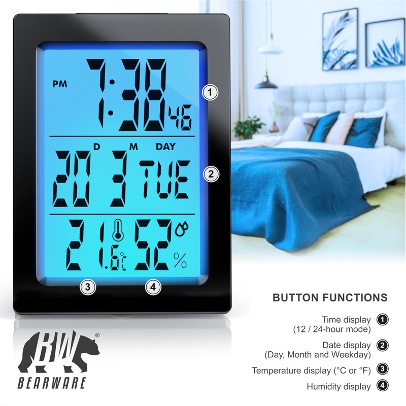 Digital Alarm Clock for Bedrooms, Bedside Clock with 3,5" (9cm)