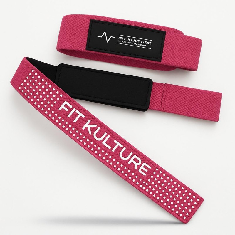 FitKulture Lifting Straps 25" Cotton Pair Wrist Supports (Pink)
