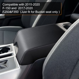 TTX LIGHTING Car Armrest Cover for 2016 2017 2018 2019 2020 Ford F-150, Automotive Center Console Cover, Waterproof Faux Leather Car Armrest Cover Seat Box Protector(Black)