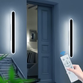 Daoseolo 2 Pack Black Modern LED Wall Sconce, 39.3inch Long Oval Outdoor Wall Light, Dimmable 3000K-6000K, IP65 Waterproof, Linear Outside Exterior Lighting for Garage, Patio with Remote Control