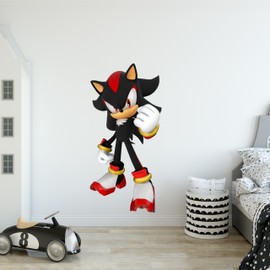 HD Shadow Hedgehog #2 Wall Decal, Cartoon Video Game Wall Art for Kids Room Wall Decor, Removable & Repositionable Fabric Wall Sticker (48" Tall x 23" Wide)