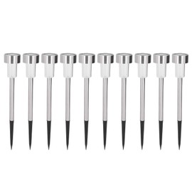 10Pcs Solar Lawn Lamp LED Landscape Garden Lights IP44 Waterproof Stainless Steel for Outside Yard GroundWhite Light