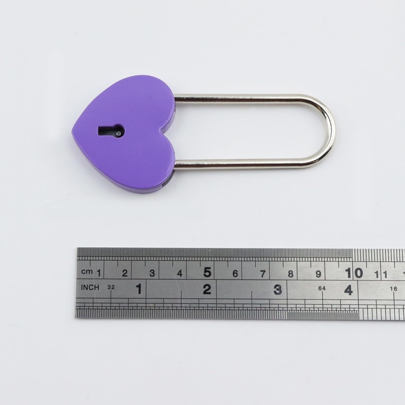 3PCS Heart Shaped Padlocks, Purple, 3.86"×1.73"