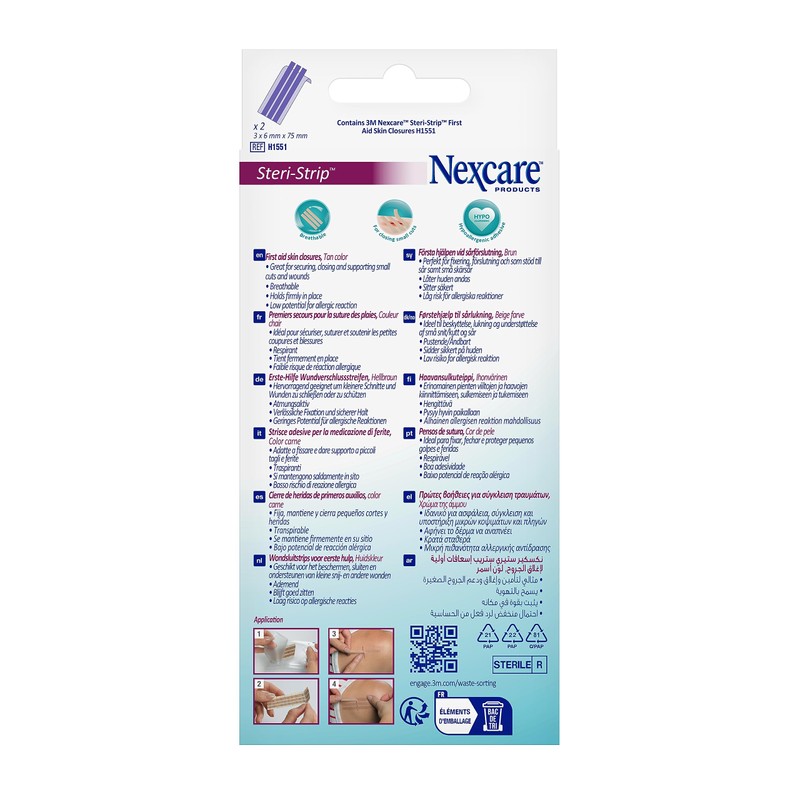 Nexcare Steri-Strip Skin Closures, Tan, 6 mm x 75 mm,