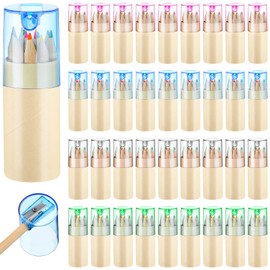 Kosiz 48 Pack Mini Drawing Colored Pencils for Kids with Sharpener Portable Color Pencils in Tube Coloring Pencil Bulk for Children Adults Artists Writing Sketching Painting Classroom School Supplies