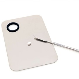 TOVINANNA Stainless Steel Makeup Palette 15x10cm Spatula Tool for Lady's Nail Cosmetic Use