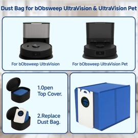 6 Pack 6 Liter Large Capacity Dust Bags Fits for BObsweep UltraVision & UltraVision Pet Self-Empty Robot Vacuum Cleaner Replacement Parts Accessories Disposable Vacuum Bags