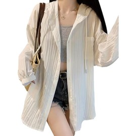 7-livehouse Women's UV Cut Hoodie, Cardigan, Thin, Spring, Summer, Hooded, Outerwear, UV Protection, Top, Rash Hoodie, Sunscreen, Cooling Protection, Breathable, Quick Drying, Large Size, Body Cover