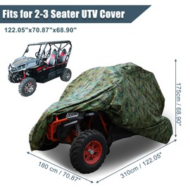 X AUTOHAUX Waterproof UTV Cover for Polaris RZR for Yamaha for Can-Am Defender for Kawasaki for Ranger XP4 1000 Cover 2-3 Passenger Camouflage Color 122.05"x70.87"x68.90"