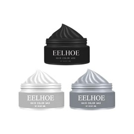 3 Ceras Tinte Temporal para Cabello con Efecto Color Textura Suave Acabado Natural No Pegajosa Fácil de Aplicar y Lavar Portátil Estilo Diario o Eventos Disfraz (Negro, blanco, plateado, Normal)