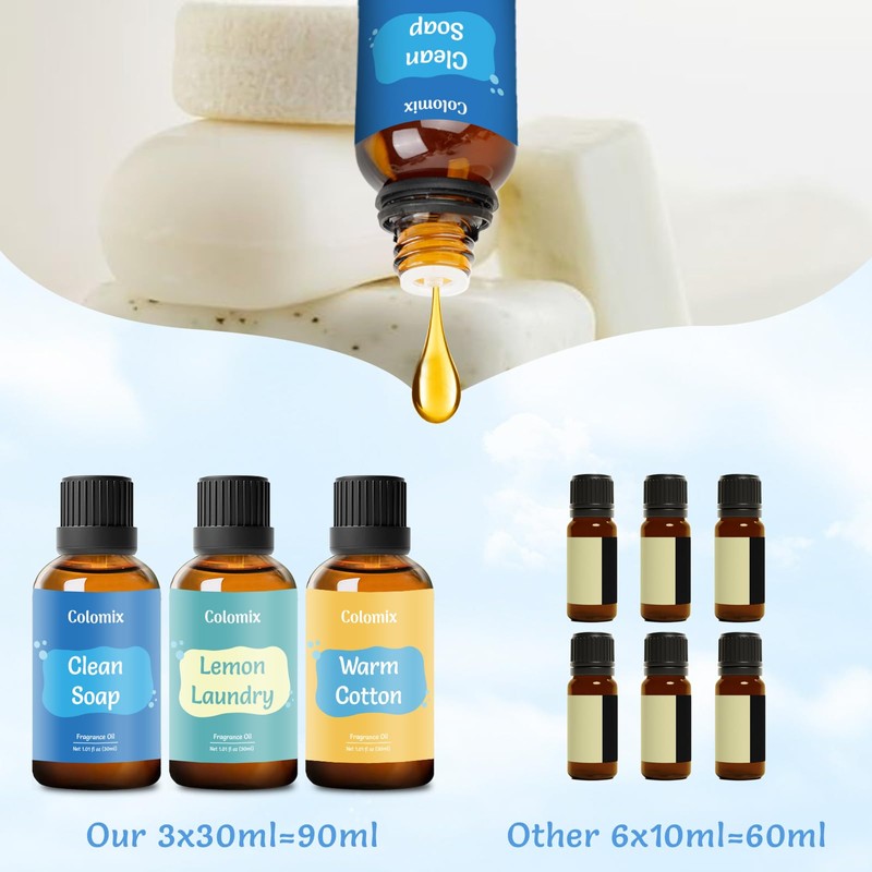 Colomix Clean Fragrance Oil Set, 30mlx3 Premium Essential Oils for