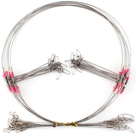 10 Pcs Fishing high-Low Bottom Rigs 2 Drop Arm Wire Leader with Snap Barrel Swivel Trace Eagle Claw Snelled Stainless Steel High-Strength Fishing Wire for Saltwater Freshwater