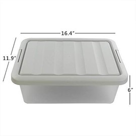 Wekiog Plastic Stackable Storage Bin Frosted Clear with A Grey Lid, Large Bin 14 Quart, 2 Packs.