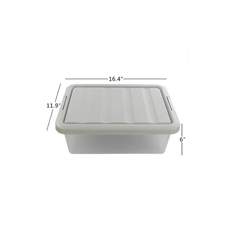 Wekiog Plastic Stackable Storage Bin Frosted Clear with A Grey
