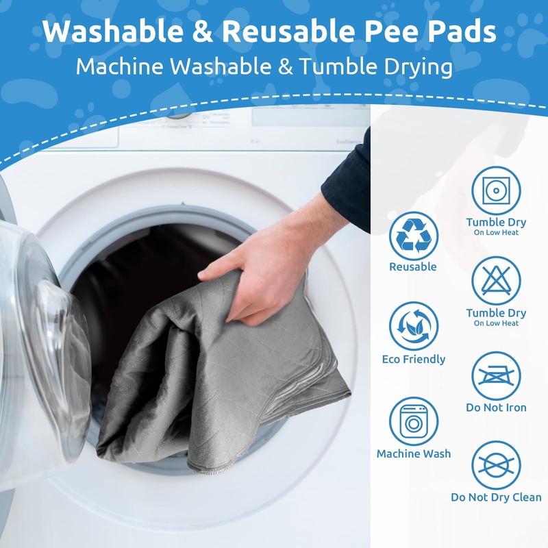 Washable Reusable Dog Pee Pads, 34"x52" Absorbent & Waterproof Puppy