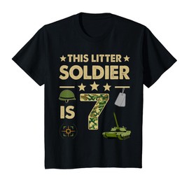Kids 7 Year Old Soldier Tshirt Birthday Boy 7th Birthday Kids T-Shirt