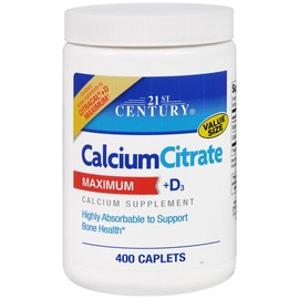 21st Century Calcium Citrate Maximum + D3 Tablets 400ct