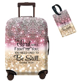 SDDFRHGH Luggage covers,Suitcase Covers for Luggage Tsa Approved, Elastic Washable Travel Luggage Cover Baggage Protector Wraps for Suitcase (S :18-20 Inch)- Bible Verse Glitter Sparkle