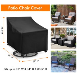 WLEAFJ Outdoor Swivel Chair Covers, Waterproof Heavy Duty Outdoor Chair Covers, Patio Rocking Chair Covers for Outdoor Furniture, Black Patio Furniture Covers, 1 Pack - 30" W x 34" D x 38.5" H