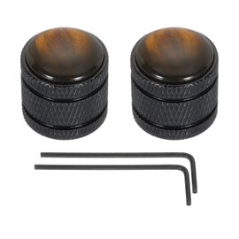 MECCANIXITY Dome Knobs Guitar Knob 6mm Abalone Top Black Metal Volume Tone Control for Electric Guitar Bass with Inner Hexagon Spanner Pack of 2