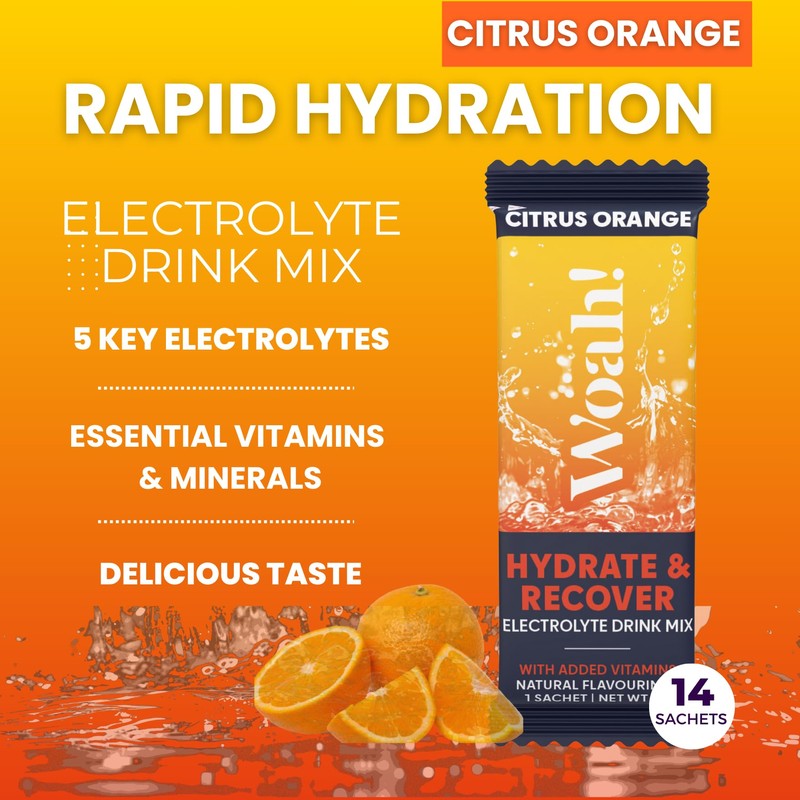 Woah! Electrolyte Powder Sachets. Hydration Sachets with Natural Flavourings –