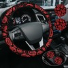 Red Rose Flower Steering Wheel Cover for Women Men, Anti-Slip