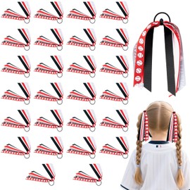 HoniedPepperino Ball Themed Ribbon Hair Tie Kit, 26Pcs Ribbon for Hair Bows,Ball Game Party Cheerleader Sports Accessories Gifts, Cute Head Elastic Ornament Scrunchies for Girls Women (Red)